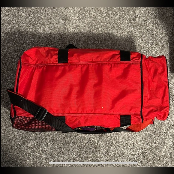 XL fire engine red black coexist Hindu Jewish multi religion yin Yang duffle bag - Picture 5 of 12